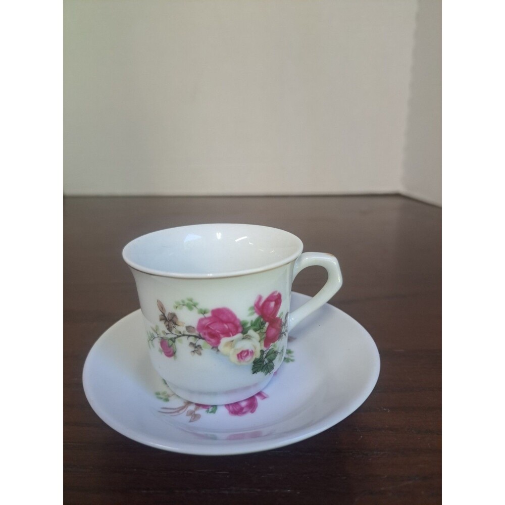Vintage China Floral Demitasse Cup And Saucer
